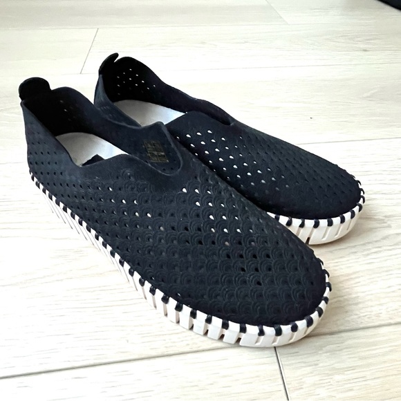 ILSE JACOBSEN Tulip 3373 Black Nubuck Slip-On Loafers Size 36 - Picture 4 of 9